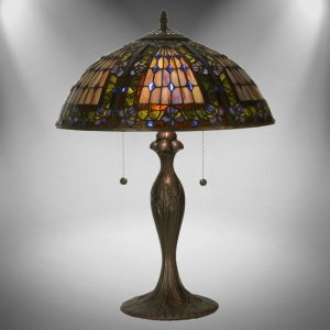 Fleur-De-Lis Stained Glass Table Lamp Tiffany Style Home Decor