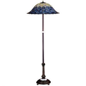 Peacock Feather Stained Glass Shade Floor Lamp