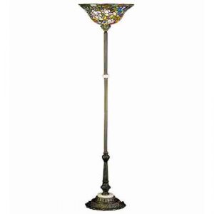 Torchiere Rosebush Stained Glass Shade Floor Lamp