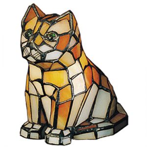 Orange Cat Stained Glass Lamp