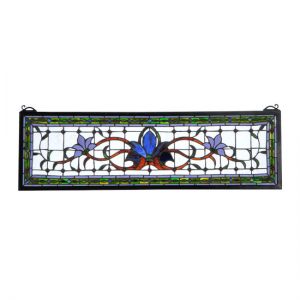 Abstract Stained Glass - 33"W X 10"H Transom Stained Glass Window