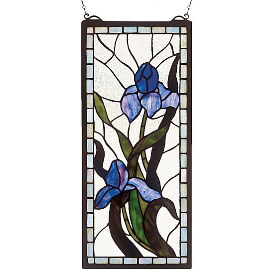 Iris Stained Glass Window 9 W X 20 H Stained Glass Iris Ceiling Hanging Ornaments