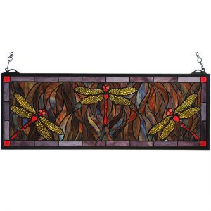 Shop Handmade - Tiffany Dragonfly Trio Stained Glass Window Panel
