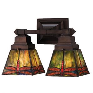 Unique Wall Sconce Mission Style 12"W Prairie Dragonfly 2 Light