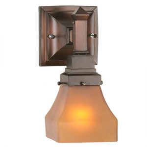 Mission Style Lighting 5"W Bungalow Frosted Amber Wall Sconce