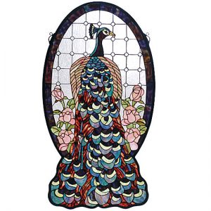 Peacock Stained Glass - Tiffany Stained Glass Hanging Window Panel