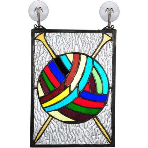 Small Stained Glass Panels - 6"W X 9"H Ball of Yarn W/Needles Stained Glass Window