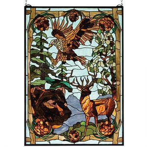 Wildlife Stained Glass - Wilderness Stained Glass Window - Bear - Deer