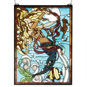 Fantasy Art Mermaid of the Sea Stained Glass Window