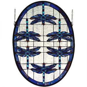 Oval Stained Glass Windows - Dragonflies - Decorative Oval Windows