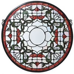 Traditional Art - Red Tulip Bevel Medallion - Tiffany Stained Glass Window