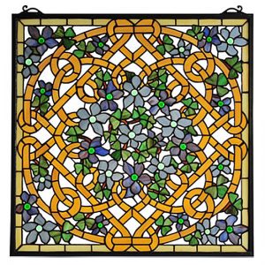 Irish Art - Shamrock Garden - Tiffany Stained Glass Window Panel