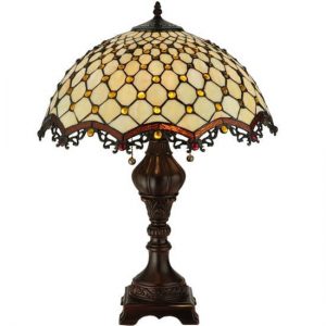 Art Deco Style Jeweled Lamp Tiffany Style Stained Art Glass Shades