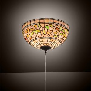 Autumn Leaf Flush Mount Ceiling Light Fixtures Tiffany Style Stained Glass