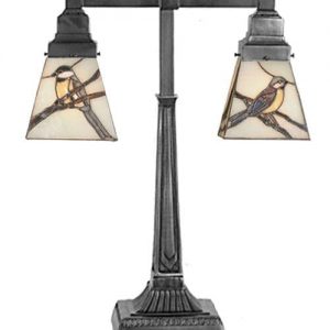 Birds Double Head Desk Lamp Stained Glass Lighting