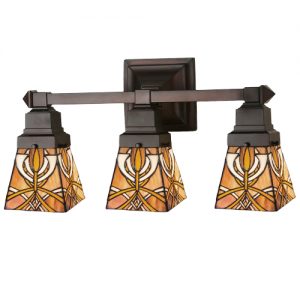 Bungalow 3 Light Wall Sconce Tiffany Style Stained Glass Lighting Decor