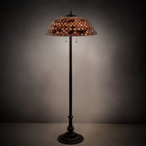 Burgundy Mosaic Floor Lamp Tiffany Style Stained Glass Lighting