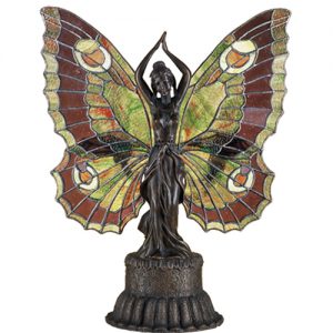 Butterfly Table Lamp Plum Lighting for Tiffany Style Stained Glass Decor