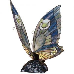 Butterfly Table Lamp Blue Lighting for Tiffany Style Stained Glass Decor