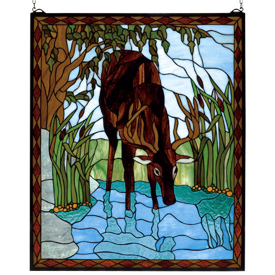 Deer Framed Stained Glass Window Hangings