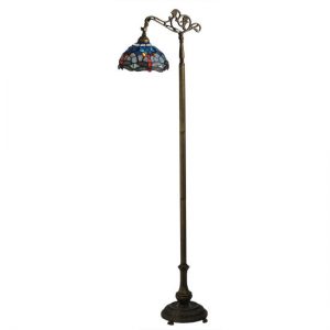 Dragonfly Bridge Arm Standing Lamps With Colorful Glass Shades