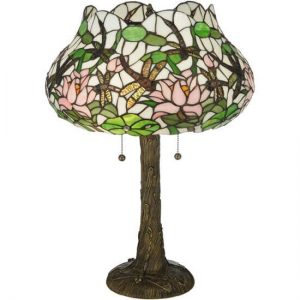 Dragonfly Stained Glass Lamp Tiffany Style Floral Decorations for Home
