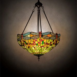 Green Dragonfly Hanging Lights Dining Room Tiffany Stained Glass
