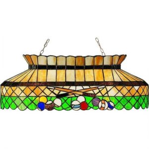 Green Pool Table Light Decor For Game Room Stained Glass Lighting