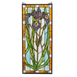Iris Stained Glass Window Panel Hangings Home Decor