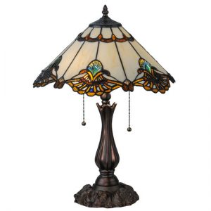 Jeweled Scallop Shell Nautical Theme Lamps Tiffany Style Stained Glass