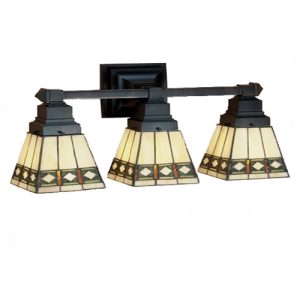 Mission Style 3 Light Wall Sconce Tiffany Style Stained Glass Lighting