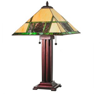 Pine Cone Table Lamp Tiffany Style Stained Art Glass Shades