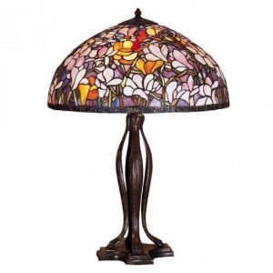 Purple Magnolia Stained Glass Table Lamps Floral Bouquet of Light