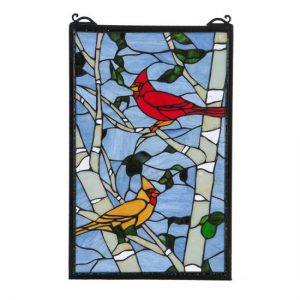 Red Cardinal Stained Glass Window Tiffany Style Mosaic Hanging Decor