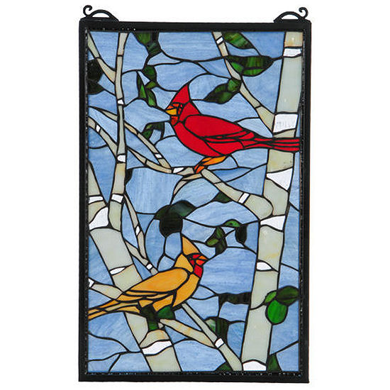 Cardinal Framed Stained Glass Window Hangings