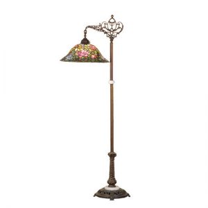 Rose Bush Bridge Arm Standing Lamps With Colorful Glass Shades