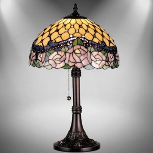 Rose Gold Deco Mesh Table Light Stained Glass Table Lamp Tiffany Decor