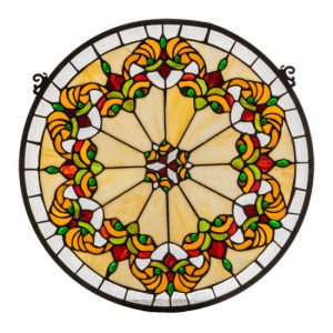 Round Stained Glass Church Window Tiffany Style Mosaic Hanging Decor