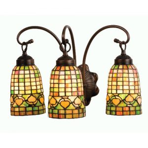 Rustic 3 Light Wall Sconce Tiffany Style Stained Glass Lighting Decor