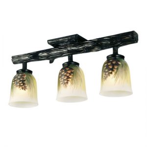Rustic Pine Cone Ceiling Light - Tiffany Style Stained Glass Fixture