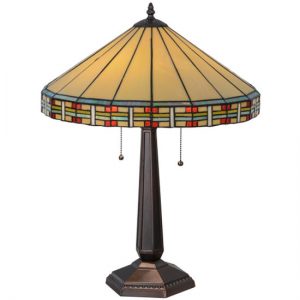 Southwestern Cream Shade Table Lamps Stained Glass Tiffany Style