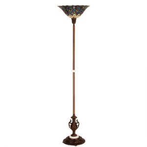 Stained Glass Shade Torchiere Floor Lamp Tiffany Style Lighting Decor