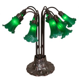 Tiffany Pond Lily Lamps 10 Light Green Favrile Glass Lighting