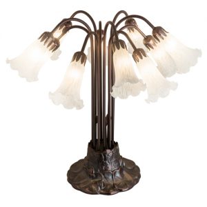 Tiffany Pond Lily Lamps 10 Light White Favrile Glass Lighting Decor