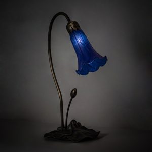 Tiffany Pond Lily Lamps 16" Blue Favrile Glass Lighting Decor