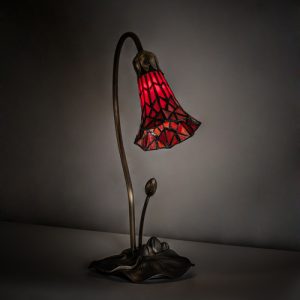 Tiffany Pond Lily Lamps 16" Red Favrile Glass Lighting Decor