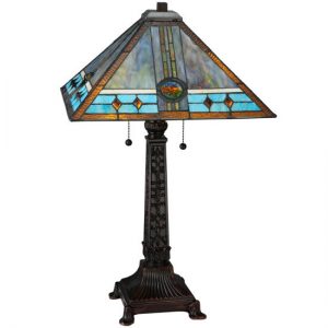 Turquoise Table Lamps Tiffany Style Stained Art Glass Shades