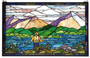 Fly Fishing Stained Glass Framed Stained Glass Window Hangings