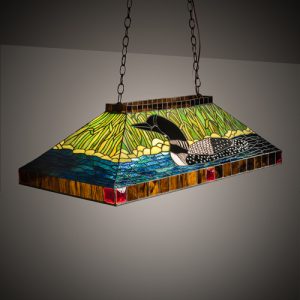Loon Stained Glass Lamp For Island With Forest and Eagle Design