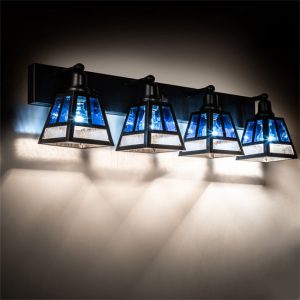Mission Wall Mounted Vanity Fixture 4 Lights Glenn Stained Glass